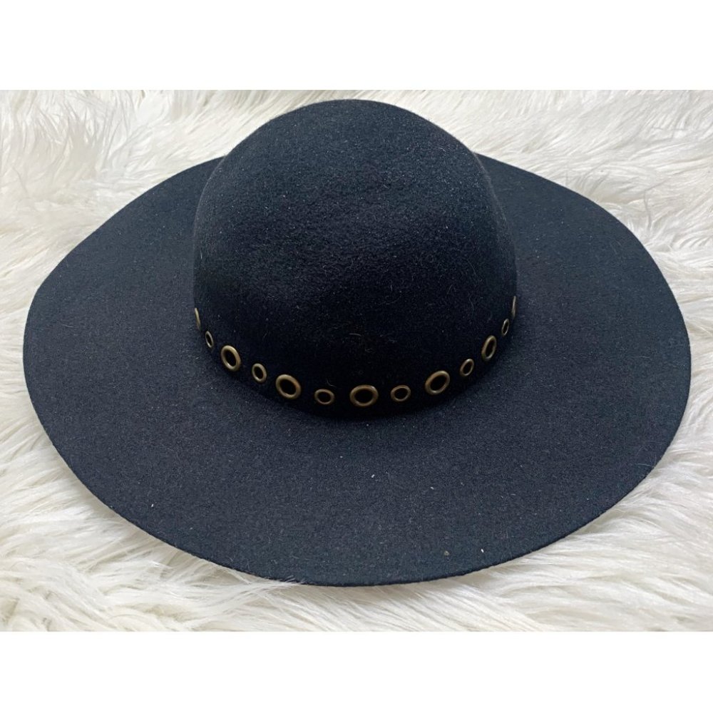 Floppy-Brim Embellished Felt Hat in Black - Picture 2 of 7